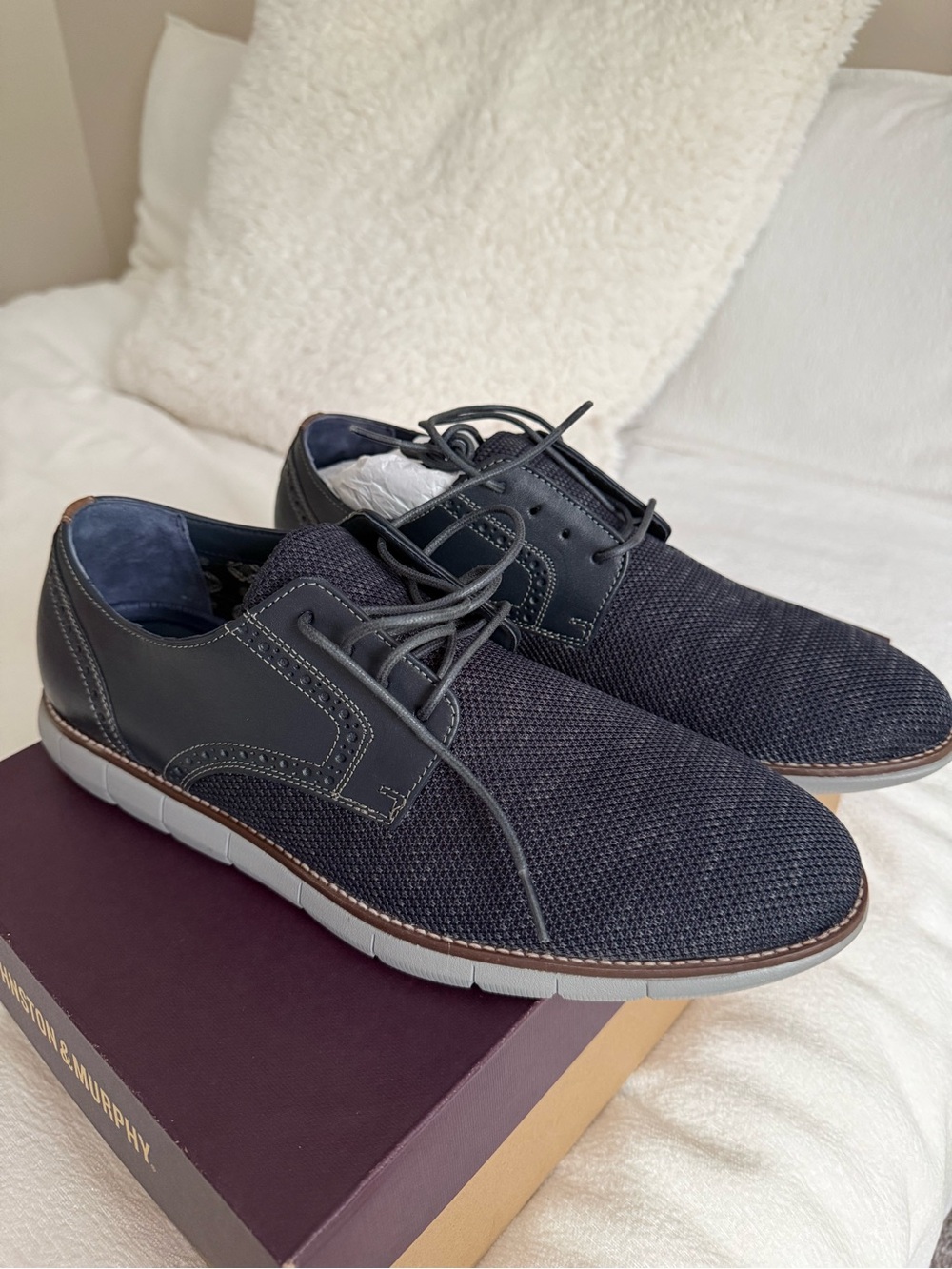 Johnston & Murphy Navy Knit Men's Dress Work Shoes